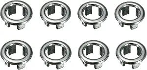 8Pcs Bathroom Basin Sink Overflow Ring Chrome Hole Cover Cap Inserts Round, Easy Fit Basin Overflow Chrome Spares