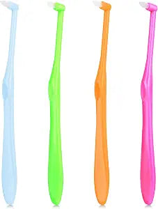 Ouligay 4Pcs End Tuft Toothbrush Adult, End Tuft Brush, Single Tufted Toothbrush Orthodontic Toothbrushes for Braces, Small Head Tiny Interdental Interspace Brush for Detail Cleaning