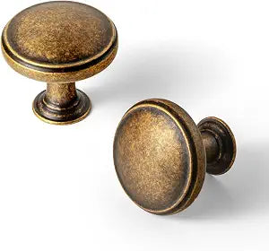 Goo-Ki 6 Pack Cabinet Knobs Antique Brass Drawer Knobs Zinc Alloy Kitchen Hardware - Vintage Single Hole/Screw Bar Cabinet Pulls Dresser Handles