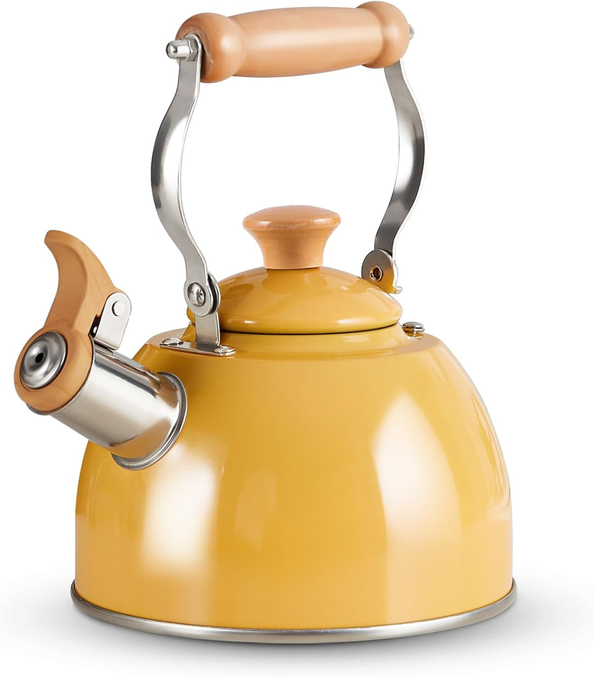 ROCKURWOK Whistling Tea Kettle, Tea Pot All Stovetop Safe, 1.6 Quart Yellow