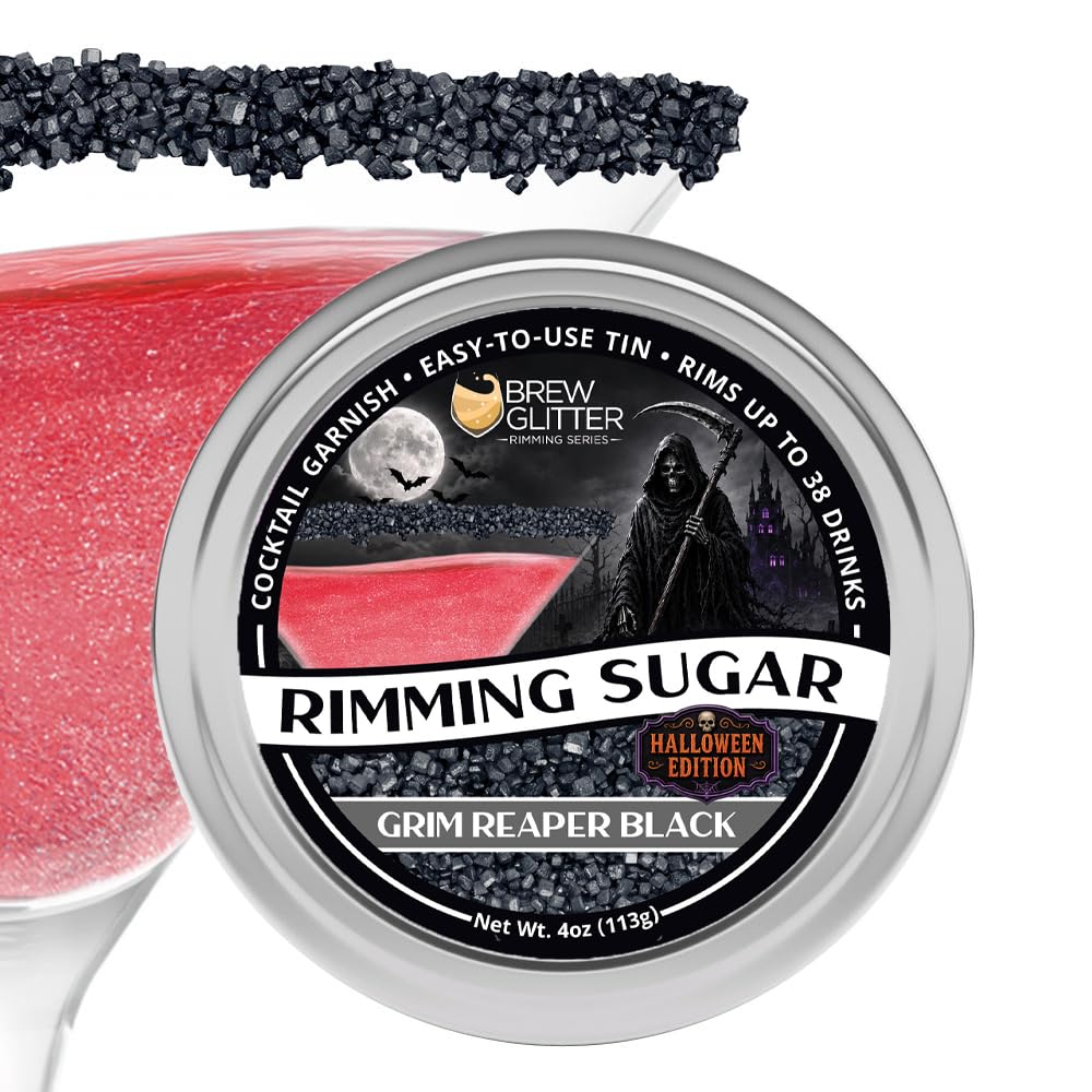 Brew Glitter Grim Reaper Black Rimming Sugar, Cocktail Garnish, 4oz