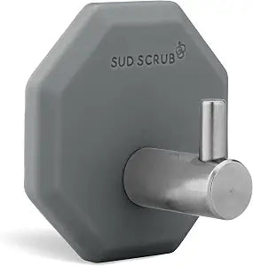 Sud Scrub Antimicrobial Shower Hooks, Self Adhesive, Heavy Duty Removable, Stick On for Hanging, Bathroom Towel Hook (Charcoal)