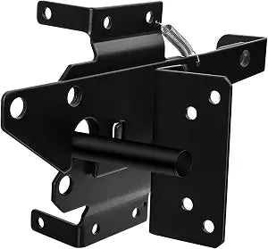 Self-Locking Gate Latch Heavy Duty Post Mount Wood/PVC Fence Gate Lock Fasteners Hardware for Secure Pool Yard Outdoor Garden Metal Black