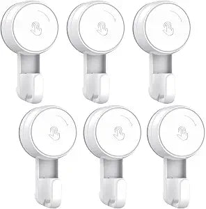 LUXEAR Heavy Duty Waterproof Shower Hooks 6 Pack - Suction Hook, No Drill Damage-Free Removable Reusable Wall Hooks for Bathroom Kitchen Towel Bathrobe Loofah Shower Hooks (Max Load 11LB/5KG)