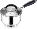 E-far 1 Quart Saucepan with Lid, Small Stainless Steel Sauce Pan for Milk