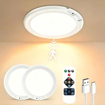 2 Pack Rechargeable Ceiling Light - Motion Sensor Closet Light, White