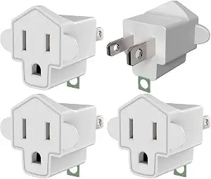 JACKYLED 4-Pack ETL Listed 3 Prong to 2 Prong Adapter Converter, Fireproof