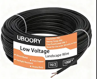 16/2 Low Voltage Landscape Wire 100Feet, 16 Gauge Wire 2 Conductor, for Low Voltage, Outdoor Direct Burial Electrical Wire