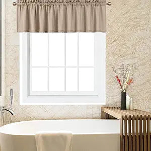 CAROMIO Valances for Kitchen, Waffle Woven Half Window Valance Curtains for Bathroom Windows Short Cafe Curtains, Plaza Taupe, 60x15 Inch