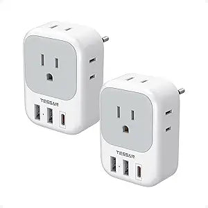 TESSAN European Travel Plug Adapter 2 Pack, Type C Plug