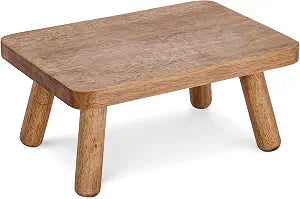 6.4" H Solid Wood Stool Wooden Step Stool for Adults One Stepping Stool with for Bedroom Kitchen Bathroom, Bed Steps for High Beds