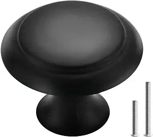 10PCS Cabinet Knobs for Dresser Drawers1.2 Inch Premium and Elegant Matte Black Round Cabinet KnobsModern Single Hole Single Zinc Alloy HandleDrawer PullsDresser Door Knobs
