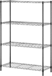 BestOffice | 4-Tier Wire Shelf | 36" x 14" x 54" | Black