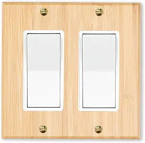1 Pcs Solid Wood Double Rocker Light Switch Plate Bamboo Light Switch Cover Quality Raw Wooden Electrical Wall Plate Covers Decorative