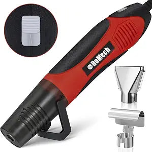 ROMECH 350W Heat Gun with 2 Nozzles, Dual Temp Heat Gun 400F-660F, Fast Heat Hot Air Gun with Overload Protection for DIY Craft Embossing Shrink Wrapping (Red)