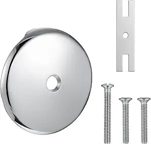 Bathtub Overflow Drain Cover Set, Include 1 Zinc Alloy Single-Holes Bathtub Overflow Plate 3 Matching Screws and 1 H Plate for Home Hotel Universal Bathtubs Installation, Silver