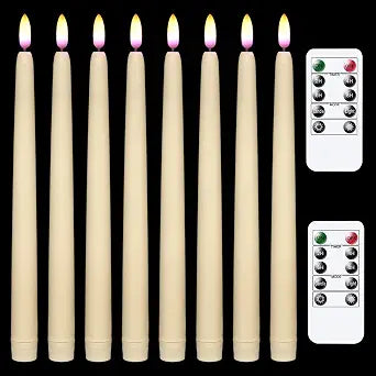 Wondise Real Wax Tall Flameless Taper Candles with Remote Timer