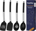 Yoehka Silicone Cooking Utensils Set, 4Pcs Spatula and Spoon Set, Black