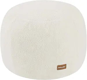 MeMoreCool Round Pouf Ottoman Foot Rest, 18 Inch Stuffed Floor Pouf, Beige