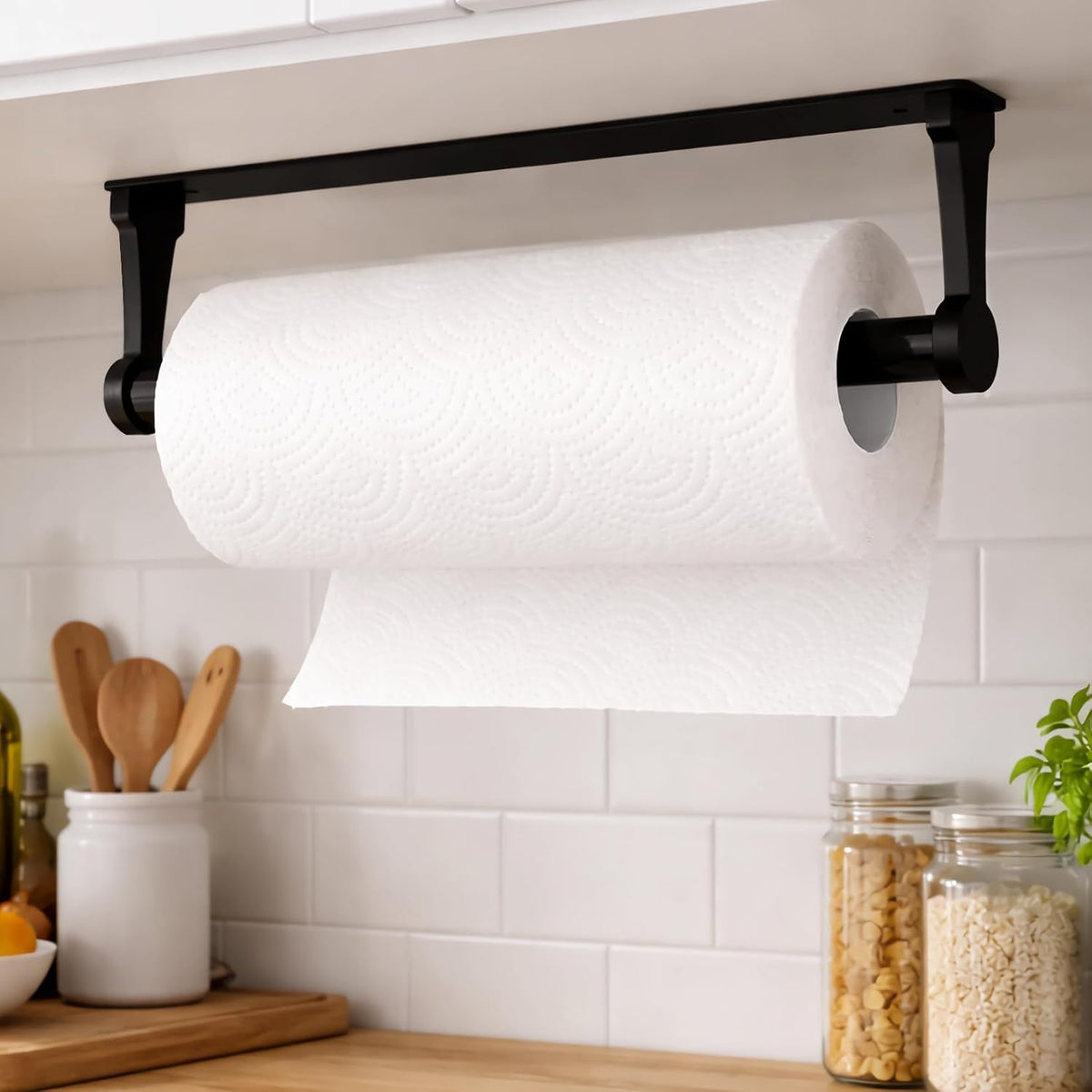 Paper Towel Holder Under Cabinet, Matte Black