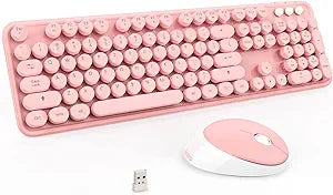 Kootop Wireless Keyboard and Mouse Combo, 2.4G Typewriter, Pink