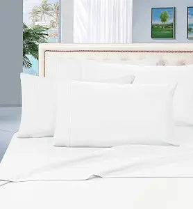 Elegant Comfort Wrinkle Resistant Luxury 6-Piece Bed Sheet Set - 1500 Premier Hotel Quality Silky Soft #1 Rated Sheet Set,Queen, White