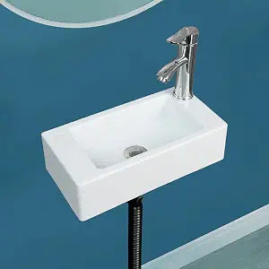 Small Bathroom Sink Wall Mount Bathroom Sink Wash basin, No-Drill Installation Self-Adhesive Sink 15.74 x 7.87 Inch with 1.26 Inch Faucet Hole, Mini Rv sink Plastic Sink for Home, Dorm Garage