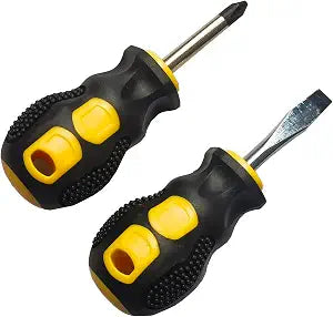 2PCS Short Phillips-Head and Flathead Screwdrivers,Pocket Magnetic Screwdriver Set for DIY Repairing