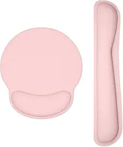 Keyboard Wrist Rest and Mouse Pad with Wrist Support, Cute Memory Foam Cushion for Keyboard and Mouse Set, Ergonomic Desktop Pad Rests with Non Slip Base for Easy Typing & Pain Relief, Pink
