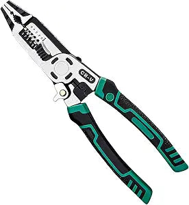 10-in-1 Wire Stripper Tool, Heavy Duty CR-V Multifunctional Cable Cutters, Professional Electrical Tool Stripper Crimper for Copper Aluminum Steel Wires