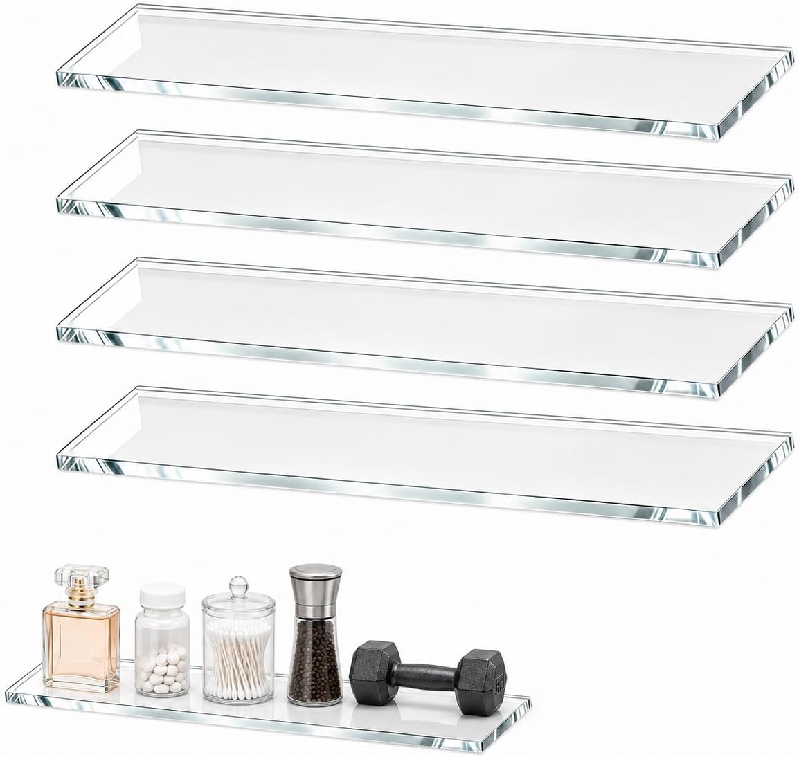 SELFIE CAT 4 Pack 12.75 x 2.99 x 0.31 in Medicine Cabinet Shelf Replacement