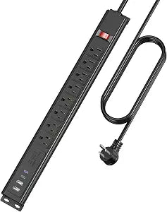 HHSOET Heavy Duty Long Power Strip with USB, 8 Outlets, 6FT, Black, 1