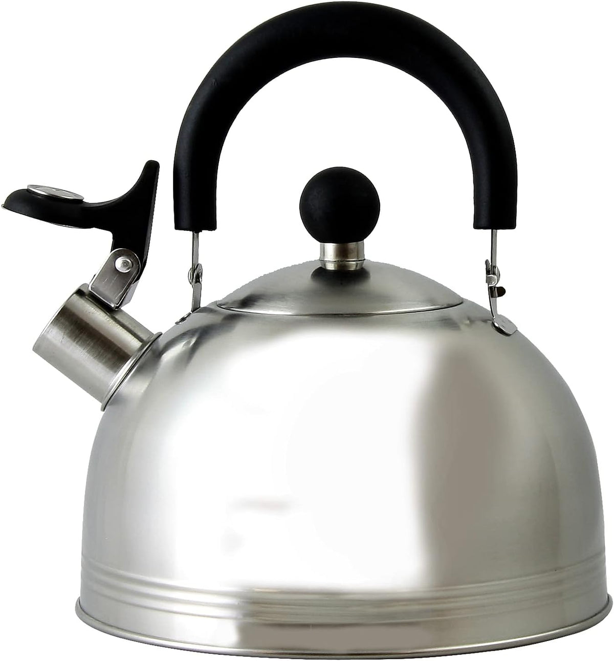 Mr. Coffee Carterton Stainless Steel Whistling Tea Kettle - 1.5-Quart Capacity, Mirror Polish Finish, Durable Tea Kettle for Stovetop, Fast Boiling, Easy Pouring