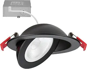 Maxxima 4" Ultra-Thin LED Floating Gimbal Downlight, 850 Lumens 5CCT, Black