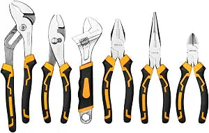 6PCS Pliers Set, 10" Water Pump Plier 8" Slip Joint/Linesman/Long Nose Plier 6" Diagonal 8" Adjustable Wrench | Premium CR-V Tools with Storage Bag for Home Repair, Workshop & DIY Professional Use