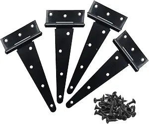 6 Inch T Strap Hinges 4 Pack, Heavy Duty Gate Hinges for Wood Fence