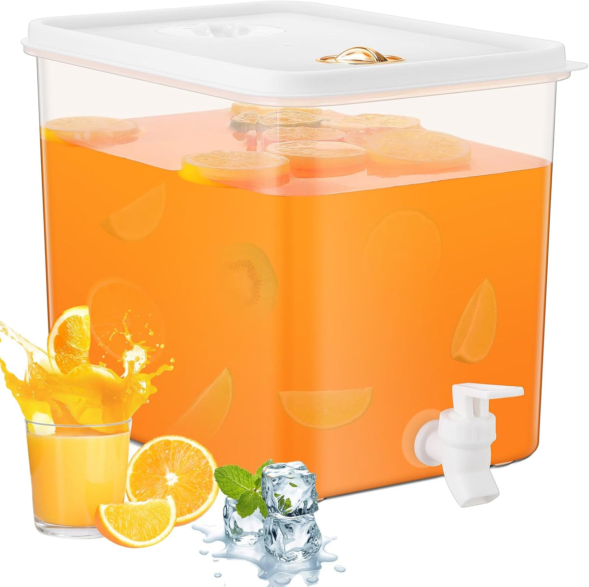 Domensi 1 Pack Drink Dispenser for Fridge with Spigot, 2 Gallon