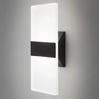12 Inch Modern LED Wall Sconce, 5CCT Dimmable Indoor Wall Lights, 2700K-5000K Selectable, Hardwired Black Wall Lamp, Up and Down Wall Mount Light for Living Room Bedroom Hallway, Damp Rated, ETL