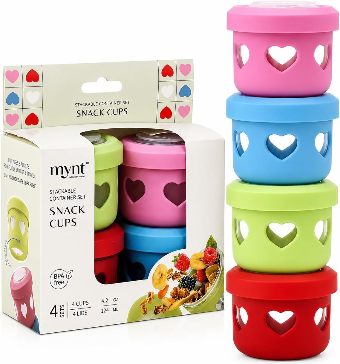 Snack Containers - 4.2 Oz Reusable Condiment Containers with Screw-on Leak Proof Lid | Perfect for Salad Dressing Sauce Dips Lunchbox Picnic Travel Bento Box | BPA-Free | Dishwasher Safe