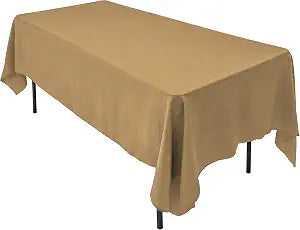 AK TRADING CO. 60 x 102-Inch Rectangular Polyester Tablecloth - Made in USA - Wrinkle-Resistant, Flame Retardant, Durable Party Table Cover, Banquet Tablecloth, Wedding Table Cover - Beige