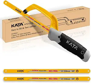 KATA 10 Inch Mini Hacksaw for Metal Cutting with 3PCS Blades in Tight Space