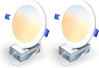 LED Recessed Light, 5CCT, White, 6 Inch, 2 Pack