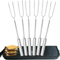 Smores Sticks For Fire Pit [All-Stainless Steel Set Of 6] -Marshmallow Roasting Sticks For Campfire, Telescoping S'mores Forks -Long Hot Dog Sticks [Dishwasher-Safe] - SUMPRI Campfire Skewers