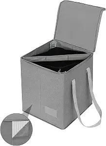 Qozary Clothes Hanger Organizer Bag-Rigid Hanger Storage Containers with Lid for Dustproof, Large Sturdy Hanger Caddy Organizer Box with Handle