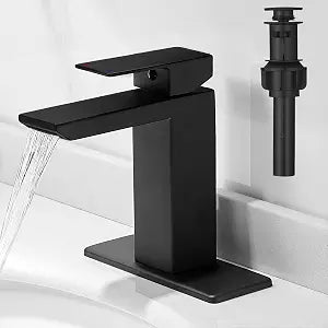 RUMOSE Matte Black Bathroom Faucets 1 & 3 Hole Vanity Faucet with Drain