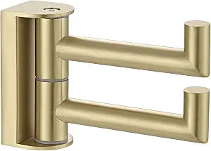 Angle Simple Towel Hook Brushed Gold, Swivel Coat Robe Hook for Bathroom