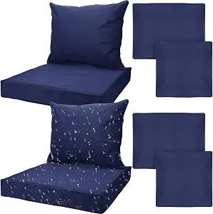 Mindsoft 2 Sets Waterproof Cushion Covers with Backrest, L, Dark Blue