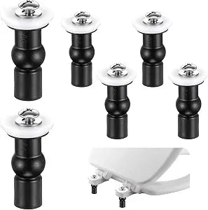 6 Pack Universal Toilet Seat Hinge Screws, Toilet Seat Screws Replacement Kit, Toilets Seats Bolts Rubber Expansion Seats Top Fixing Part Quick Release Tightening for Home Bathroom Toilets Hardware