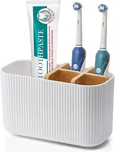 GFWARE White Toothbrush Holder, 5 Slots Bathroom Storage Organizer