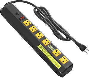 JUNNUJ High Amp Power Strip, 12 Gauge Extention Cord, 10 FT, Yellow